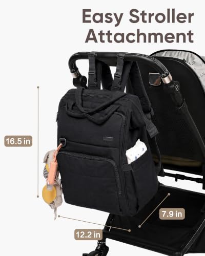 BELALIFE Backpack Diaper Bag with Changing Pad, Baby Care Organizer - color: Black