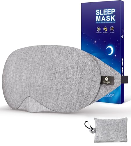 Mavogel Cotton Sleep Eye Mask, Light Blocking with Adjustable Nose Bridge - color: Grey