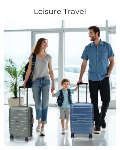 BAGSMART Carry-On Luggage 20" Expandable Spinner 22x14x9,Gray - color: Gray