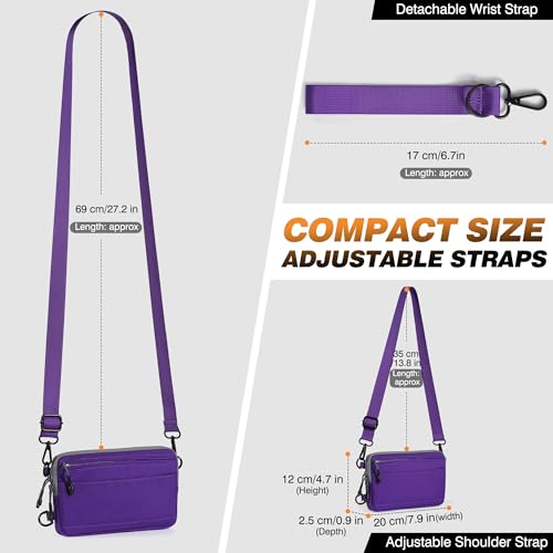 Wristlet Wallet for Women, 4-in-1 RFID Blocking Small Crossbody Bag for Men - color: Purple