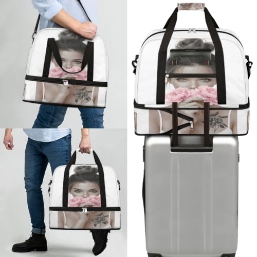 Painting Travel Duffle Bags With Shoes Compartment Weekender Overnight Bag - color: print 18