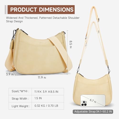 APHISON Trendy Leather Crossbody Purse, Women's Shoulder Handbag - color: 08-light Yellow