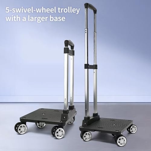 Backpack Trolley with 5 Swivel Wheels, Large Base Folding Luggage Cart - size: 5 Wheels with Larger Base