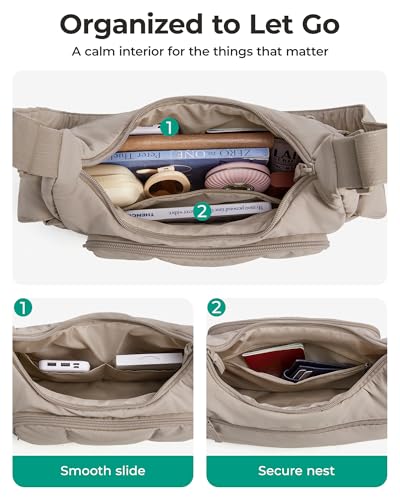 BAGSMART Crossbody Hobo Bags for Women, Small Puffer Everyday Purse - color: Black