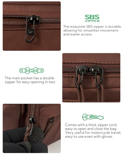 WATERFLY Fanny Pack Waist Bag: 2.5L Large 5 Zipper Pockets for Women Men - color: Brown