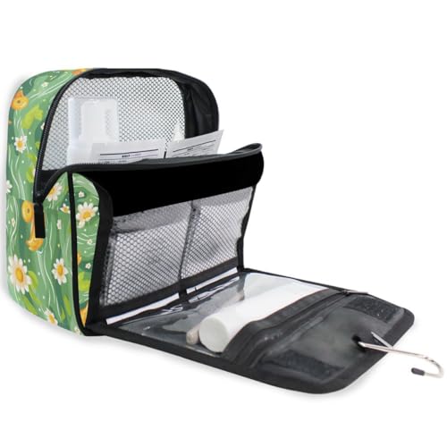 Hanging Travel Toiletry Bag Little Ducks Daisy Flower Kit Makeup Case Cosmetics Organizer for Men Women - color: Little Ducks Daisy Flower