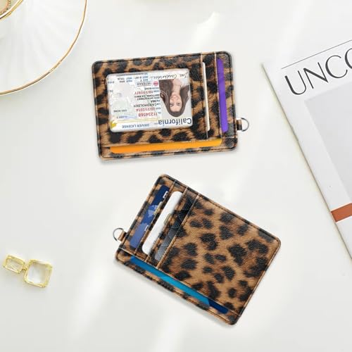 Coco Rossi Slim Front Pocket Wallet Leopard Credit Card Holder Women - color: A Leopard