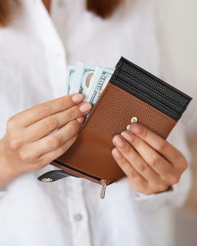 BOSTANTEN Slim Wallet Women Small RFID Blocking Credit Card Holder - color: Black&Brown