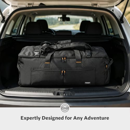 STOVER 100L U-Zip Rolling Duffel Bag with Wheels, X-Large Durable Travel Duffle + Toiletry Bag, Lay-Flat Opening, Packable with Shoulder Straps - Use as Luggage or Backpack, Men/Women (Black) - color: U-Zip Expedition Black