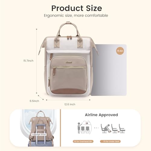 LOVEVOOK Laptop Backpack Women, 15.6 Inch Work Backpack - color: Bean-green, size: 15.6INCH