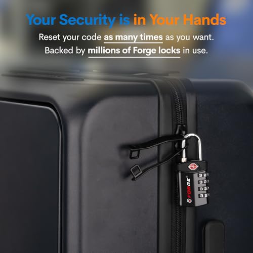 Forge 4-Digit Combination Lock, TSA Approved Locks for Luggage, Travel, Gym, School, Suitcase, Backpack, Pelican case, Easy Read dials, zinc Alloy Body. - color: Multicolor 4 Locks