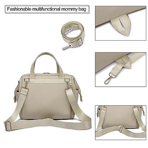 FHELAD HELAD Small Diaper Bag Backpack, 4 in 1 Mini Baby Bag for Short Trip - color: Apricot