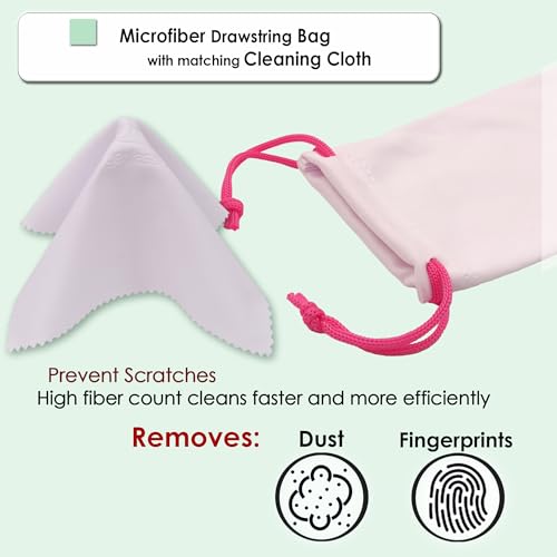 MyEyeglassCase Women's Hard Eyeglass Case | Protective Hard Shell Glasses Case with Pouch and Cloth - color: Pink Distressed