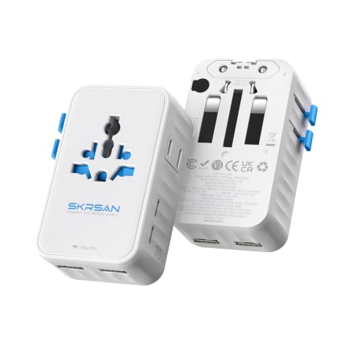 Aura 70W International Travel Adapter, 6-in-1 Universal Wall Charger - color: Arctic White, size: 70W