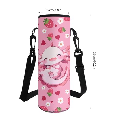 Axolotl Backpack for Girls Kids Bookbag 4-in-1 Set for Elementary & Middle School Pink Strawberry Design Backpack with Lunch Box, Pencil Bag, Water Bottle Sleeve - color: Axolotl Strawberry