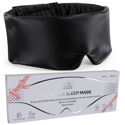 Silk Sleep Mask – 100% Mulberry Silk Eye Mask for Sleeping - color: Silk Black