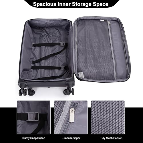 Tripcomp Luggage Sets 5 Piece Softside Expandable Suitcase sets With Spinner Wheels Duffel Bag And Toiletry Bag, Lightweight Carry-On And Checked Luggage (19" 23" 27"), Black - color: Black