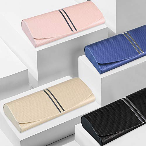 LifeArt Eyeglass Case Hard Shell, Portable Sunglass Case, Fashionable PU Leather Eyeglass Case, Lightweight - color: D_637-1_blue