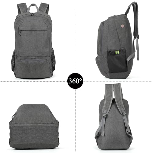 TANTOMI Ultra Lightweight Packable Backpack 25L - Foldable Hiking Daypack for Travel, Compact Pocket Gym Sack & City Commuting Gear - Gray - color: Dark Gray