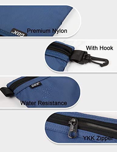 GOX Travel Toiletry Bag Carry On Zipper Pouch Cosmetic Kit Makeup Digital Bag Water Resistant Nylon(navy … - color: Navy