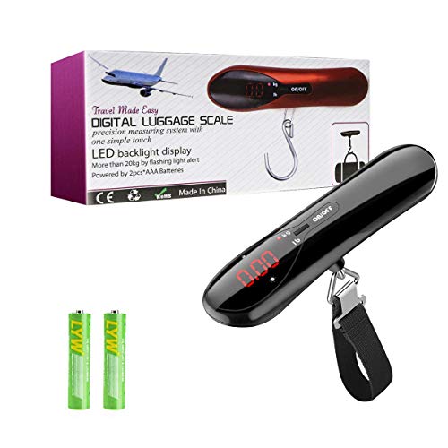 Digital Luggage Scale 110lb Portable Travel Hanging Suitcase Weight Scales | Handheld Baggage Scale for Travel Essentials Postal Baggage Backpacks Packages, Backlight LED Display Battery Included