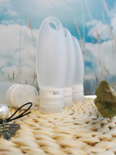 Silicone Travel Bottle Set TSA Approved Carry On Shampoo Conditioner Bottle Leak Proof Design BPA Free for Cosmetics 3.3 Oz (4 Pack + Lanyard (White Bottles)) - color: 4 White + Lanyard