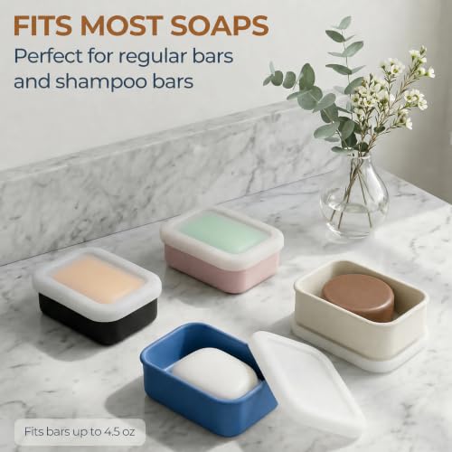 AIMAIMAIMAI Compact Leakproof Travel Soap Case, Silicone Travel Soap Bar Container, Portable Soap Box with Drainage Layer for Camping, Gym (Light Green) - color: Light Green