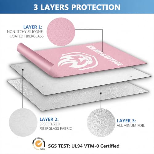 Andyer 2 Pockets Fireproof Document Bag (15"x11"), Protect Values from Fire - color: Pink