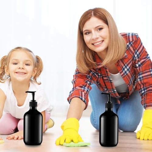 Sliner 6 Pcs Shampoo and Conditioner Dispenser Bottles Refillable, Black - color: Black