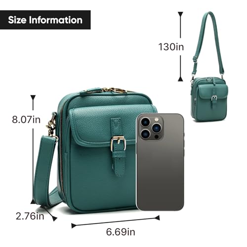 Anti-Theft Crossbody Bag for Women, Vegan Leather Travel shoulder Purses - color: Green