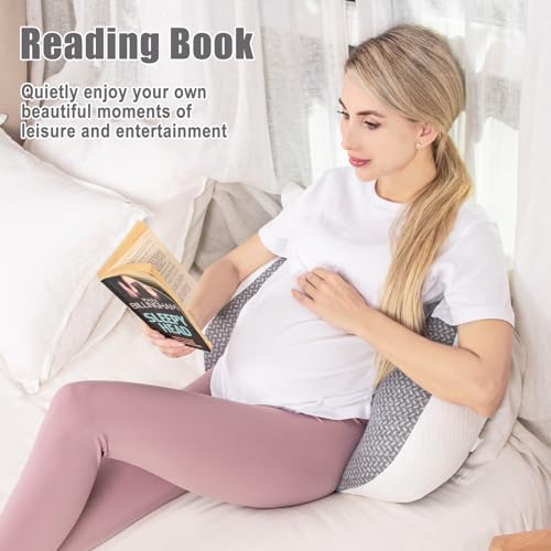 Chilling Home Portable Pregnancy Pillow, W Shaped Pregnancy Wedge Pillow - color: Grey - Cotton Filling(upgraded)
