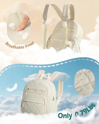 Smasrob Women Mini Backpack with RFID Blocking Pocket, Small Puffer Purse - color: Beige