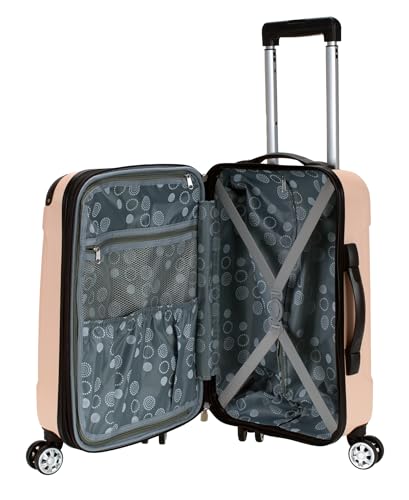 Rockland London Hardside Spinner Wheel Luggage, Champagne, Carry-On 20-Inch, 22"X13. 5"x10" (with wheels) - color: Beige, size: Carry-on 20"