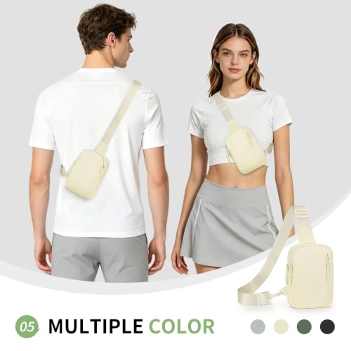 Mini Sling Bag for Men Women Fits for 6.1" Phone, Beige - color: 3 Pocket-beige