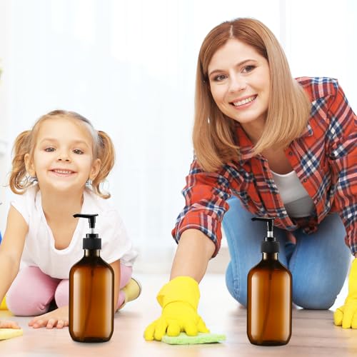 Sliner 6 Pcs Shampoo and Conditioner Dispenser Bottles Refillable, Amber - color: Amber