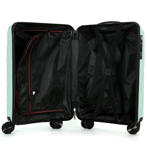 2 Piece Carry On Luggage Set with TSA Lock for Large Case, Hard Shell Suitcases with Wheels, Small & Large Airline Approved Travel Set - color: Green