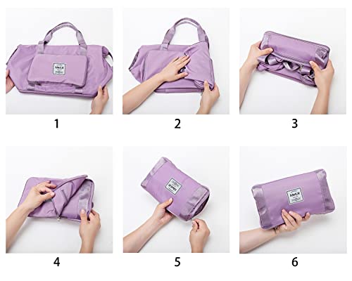 NWLR Foldable Travel Bag Expandable Weekender Duffle Bag for Women - color: Black