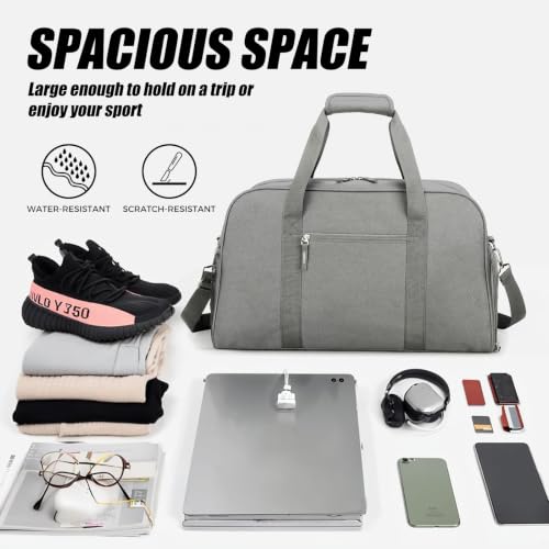 Searock 45L Gym Bag for Men & Women with Shoe Compartment - color: Dark Grey, size: 21 x 10 x 13″ (Medium)