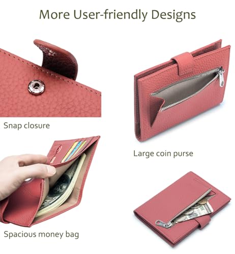 Slim RFID Leather Passport Wallet for Women, Gift Box Ready - color: Brick Red