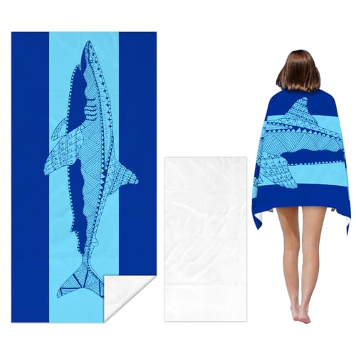 Shark Microfiber Beach Towel 35×70 Inch Fast Dry Lightweight Towel - color: Shark, size: 35*70Inch