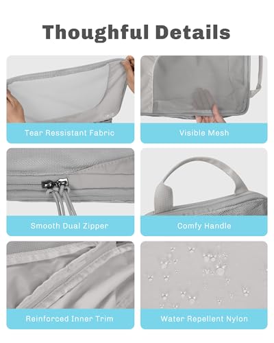 2 Set Compression Packing Cubes for Suitcases,Luggage,Travel Bag Organizer - color: Light Grey-2 PCS