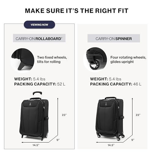 Travelpro Maxlite 5 Softside Carry-On Luggage Upright, Black, 21-Inch - color: Black, size: Carry-on 21-Inch