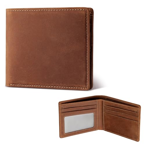 Leather RFID Blocking Slim Bifold Front Pocket Wallet for Men - color: Brown
