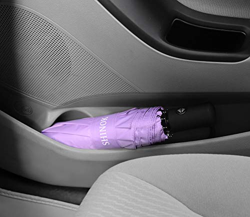 Shinok Travel Umbrella Compact Folding Sun Umbrellas Lighweight Auto Open Close for Women Parasol - color: Purple