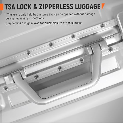 VentureVault All Aluminum Zipperless Carry On Luggage, 20 Inch, Silver - color: Silver, size: 20-Inch