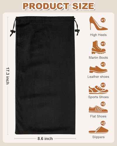 4 Pcs Single Shoe Bags for Travel, Velvet Bag, Black Beauty, 17.3x8.6 Inch - color: Black Beauty, size: 17.3"x8.6"