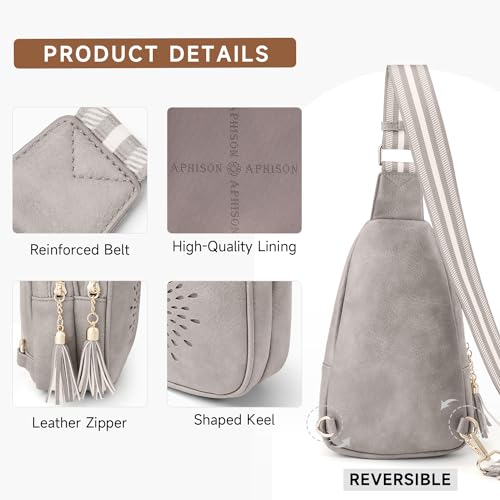 APHISON Small Sling Bag Cell Phone Purse Vegan Leather Fanny Crossbody Bag for Women Trendy Chest Backpack Adjustable Strap | Small - color: 11-Gray2