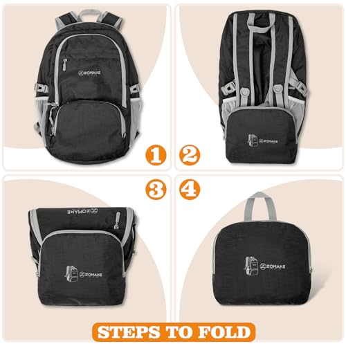 ZOMAKE Lightweight Packable Backpack 30L, Foldable Travel Hiking Daypack - color: A-pure Black