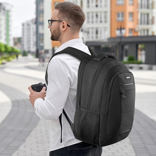 BIKROD 남성 및 여성용 백팩, 청소년용 학교 백팩 - color: 블랙., size: 15.6 Inch