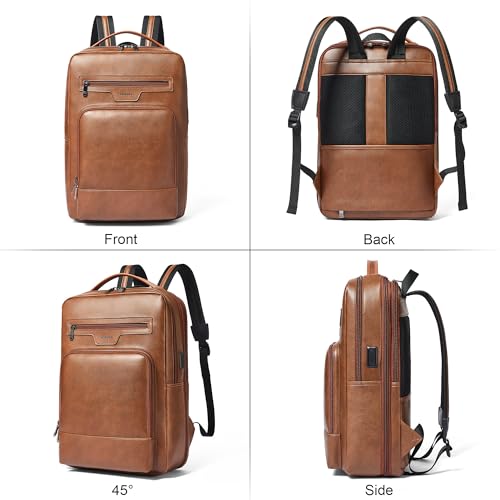 Shrrie 16 Inch Vegan Leather Laptop Backpack for Women and Men - color: Brown